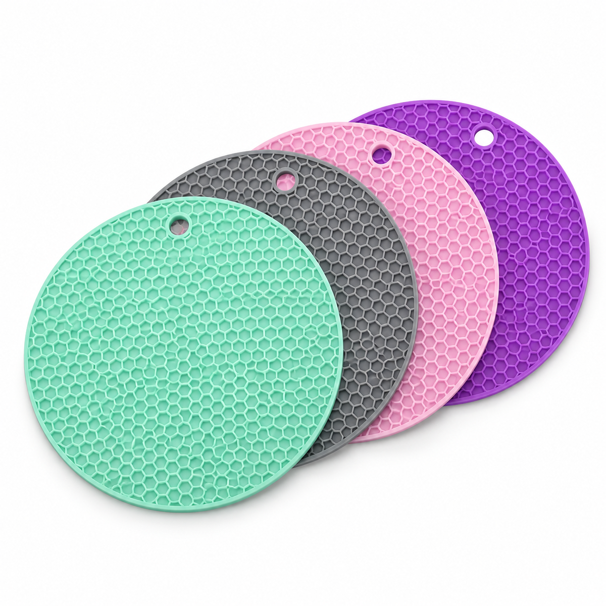 Round Honeycomb Kitchen Trivet Mats — 4 Pieces, 17 cm, Random Colors