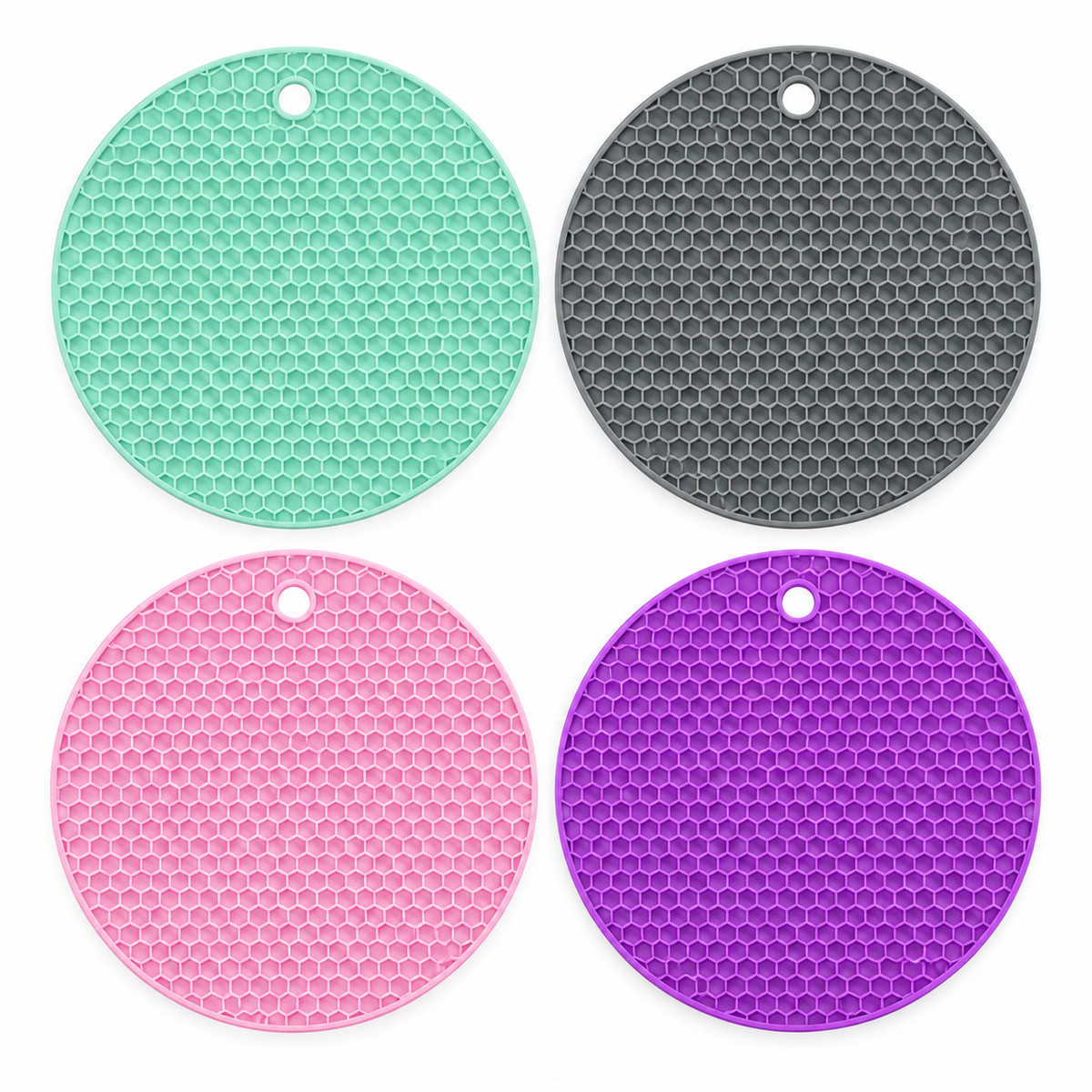 Round Honeycomb Kitchen Trivet Mats — 4 Pieces, 17 cm, Random Colors