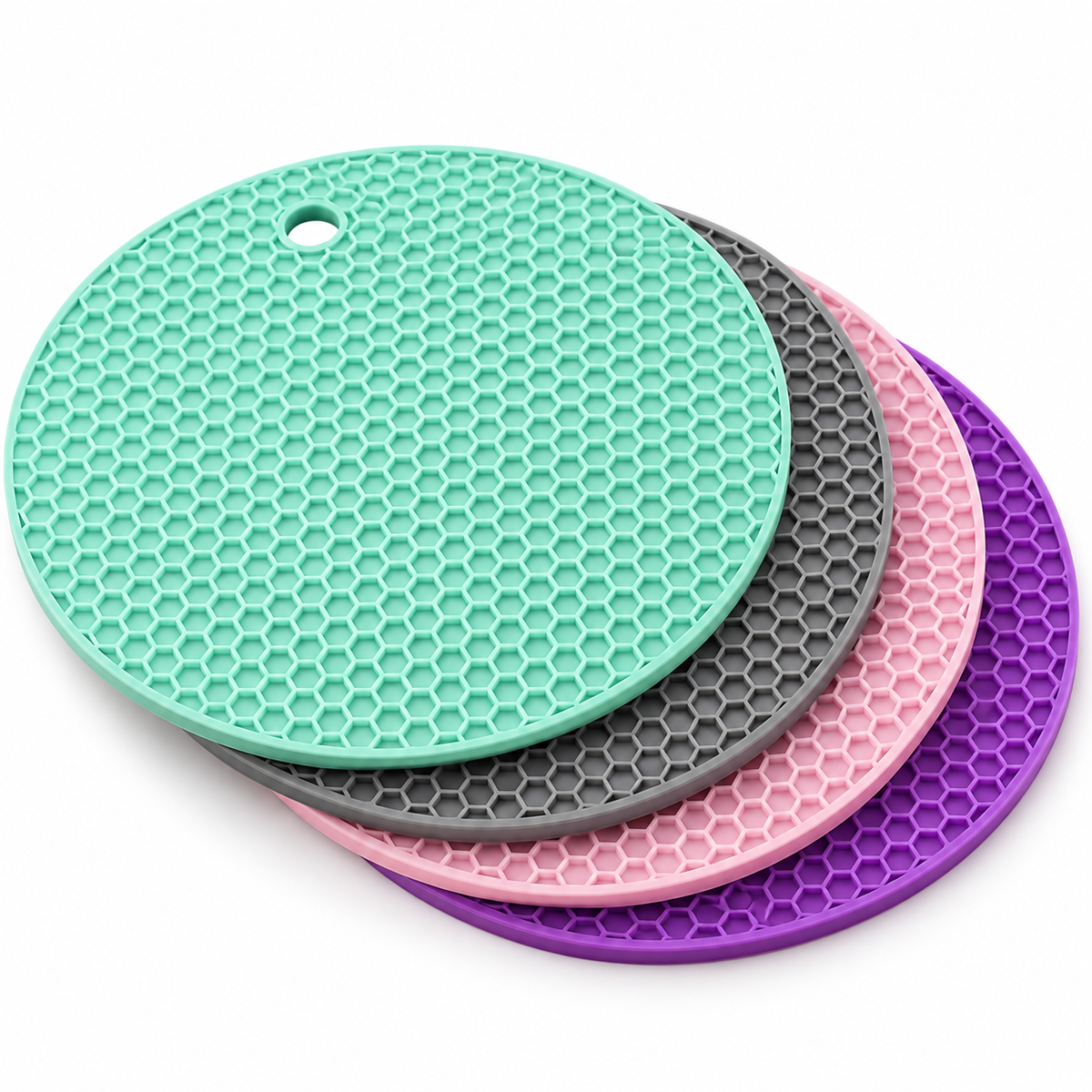 Round Honeycomb Kitchen Trivet Mats — 4 Pieces, 17 cm, Random Colors