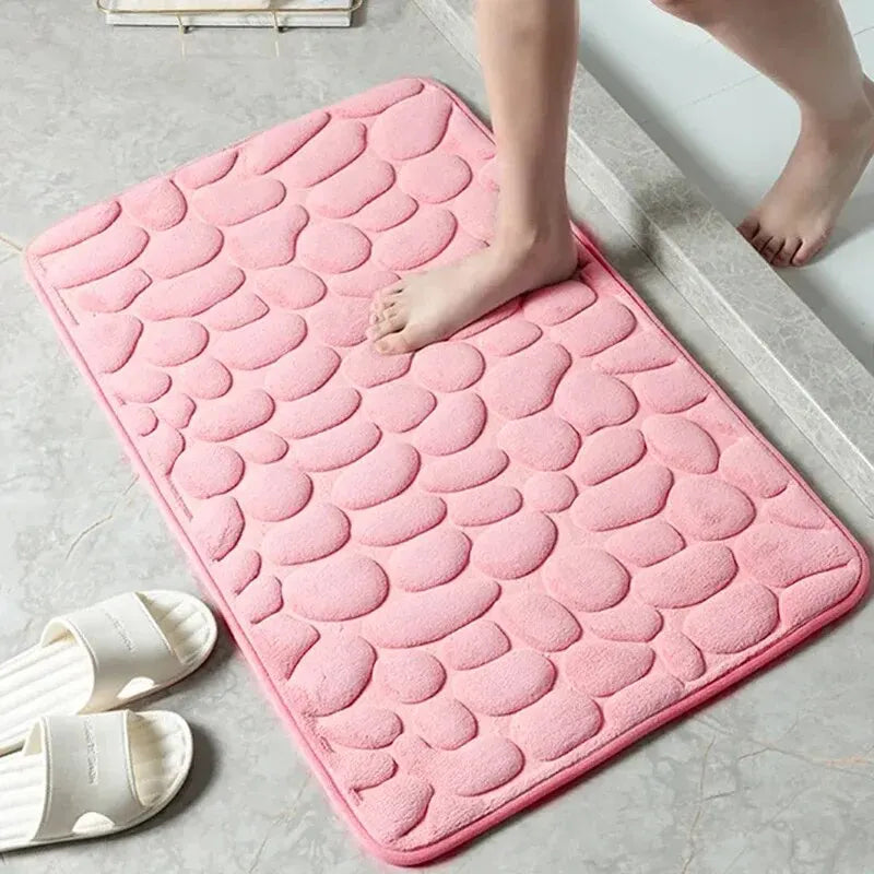 Pebble-Texture Microfiber Bath Mat — 60 × 40 cm, 1 Piece