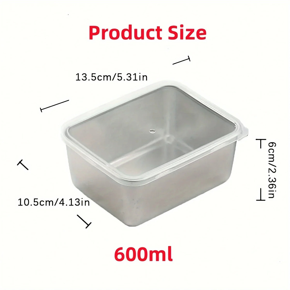 Stainless Steel Food Storage Containers with Lids — Set of 6, 600 mL Each