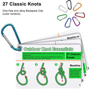 Outdoor Knot Reference Cards with Mini Clip — 27-Knot Guide Set