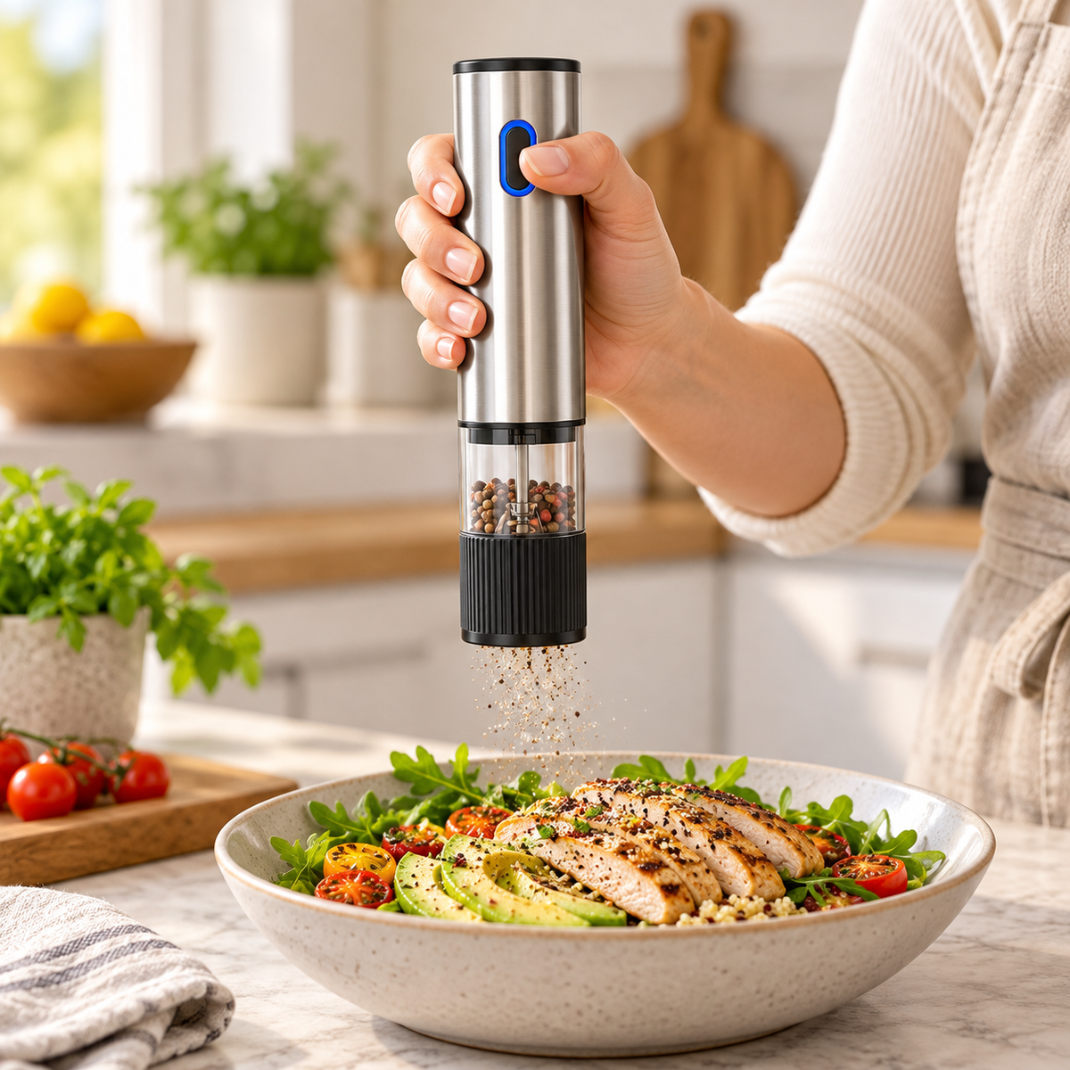 Rechargeable Stainless Steel Spice Grinder — Single or 2-Piece Set