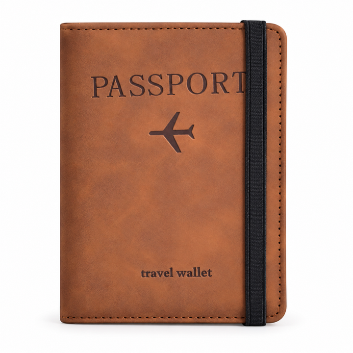 PU Passport Wallet with Elastic Closure — Selected Color, 1 Piece