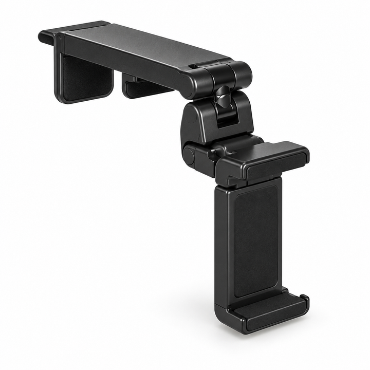 Folding Plastic Clamp Phone Holder for Travel — Black, 1 Piece