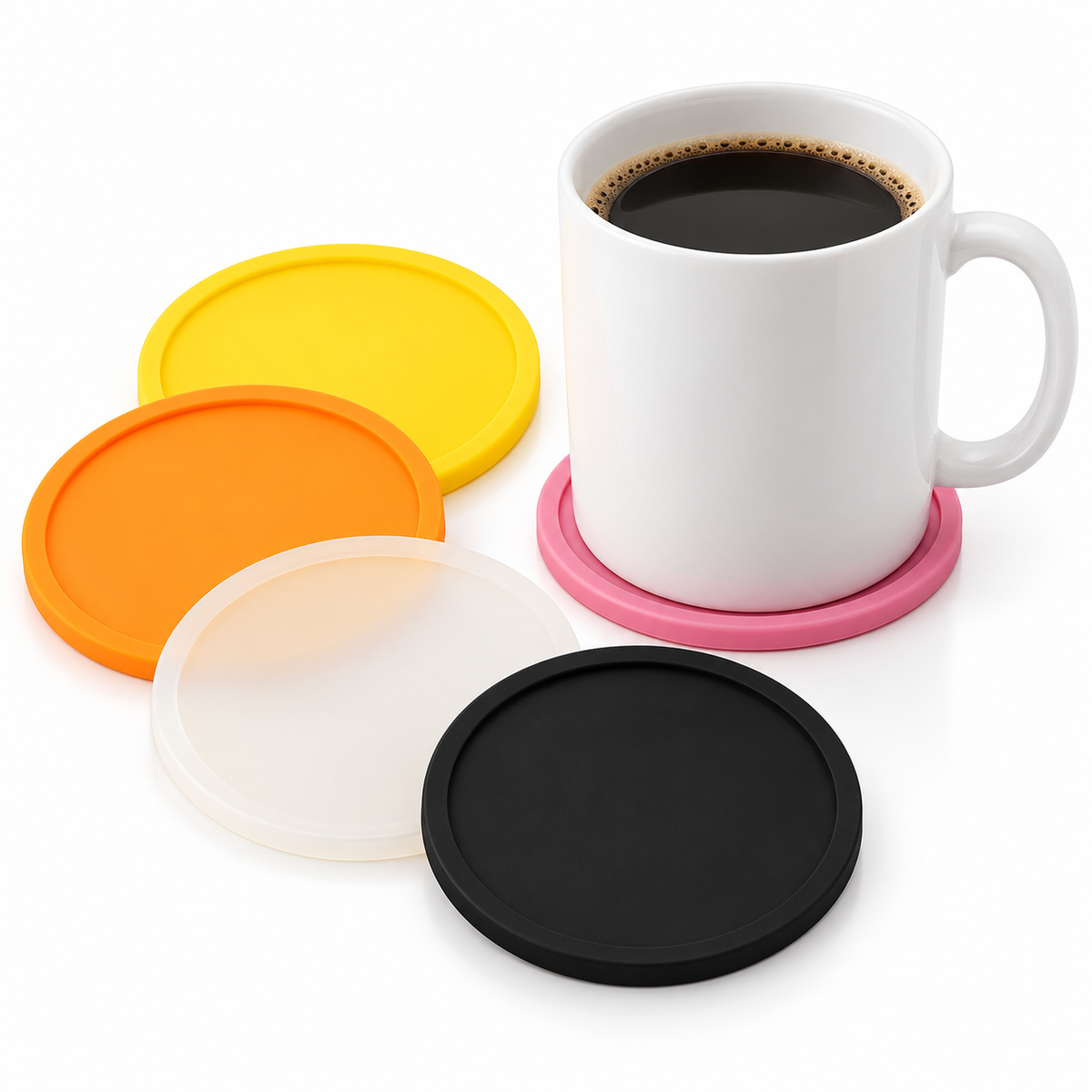 Reusable Silicone Drink Coasters — 5 or 6 Pieces