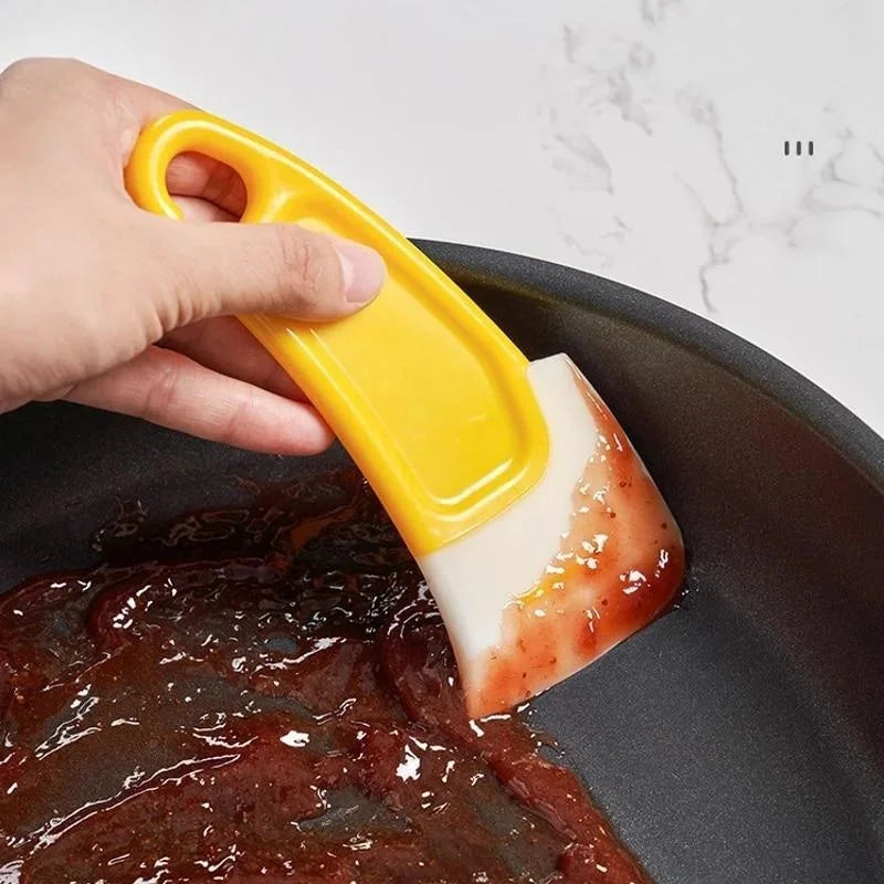 Silicone-Head Pan Cleaning Scraper — Yellow, 1, 2 or 3 Pieces