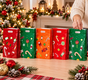 Assorted Christmas gift bags, pack of 5 — lifestyle view