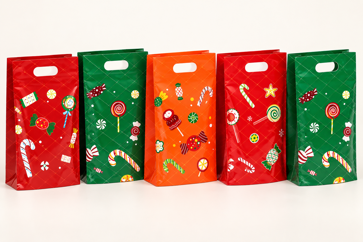 Assorted Christmas gift bags, pack of 5 — pack contents