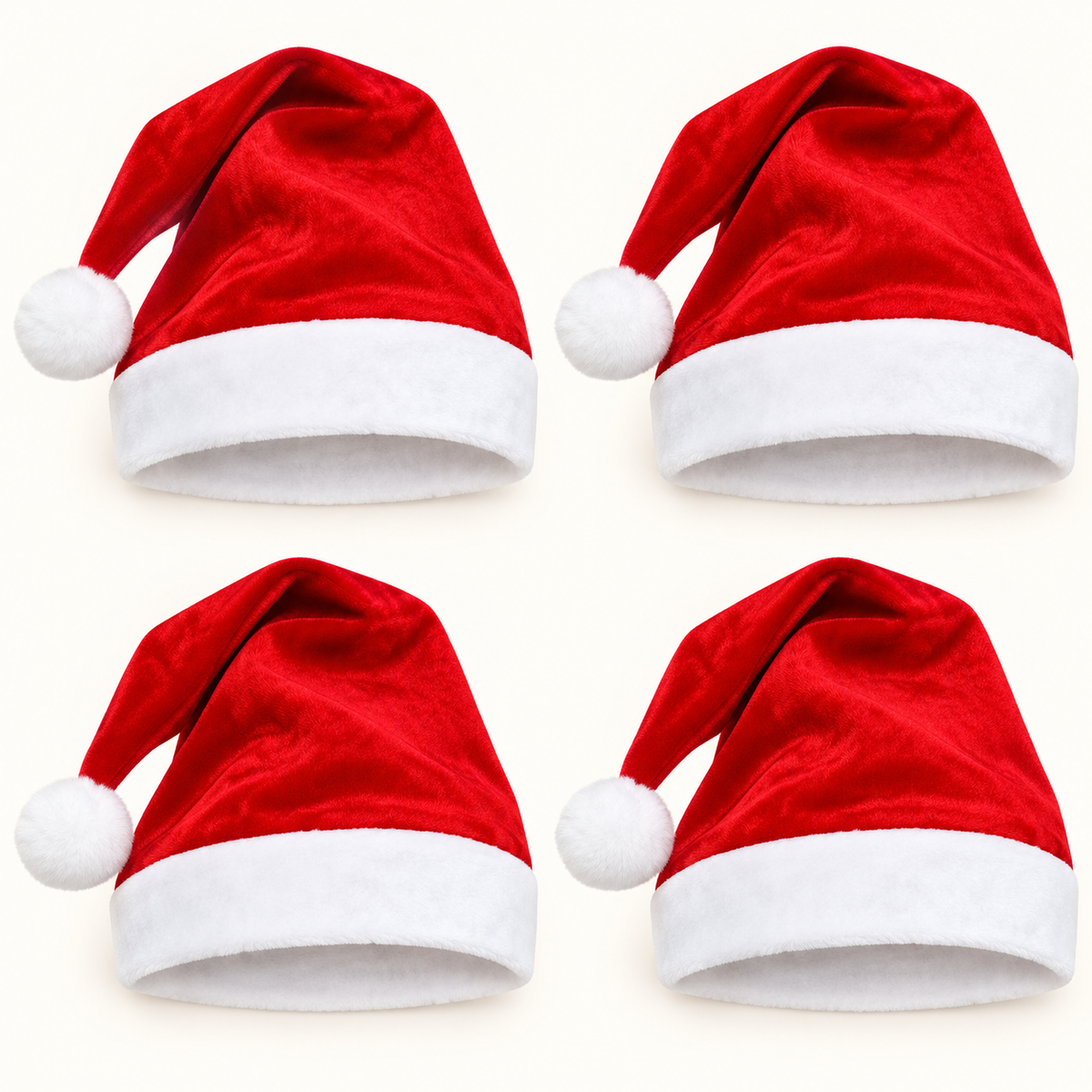 Red Santa hats, pack of 4 — pack contents