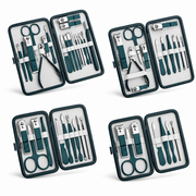 Four manicure travel kit size options displayed without labels