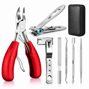 Red handle toenail clipper kit option on white background