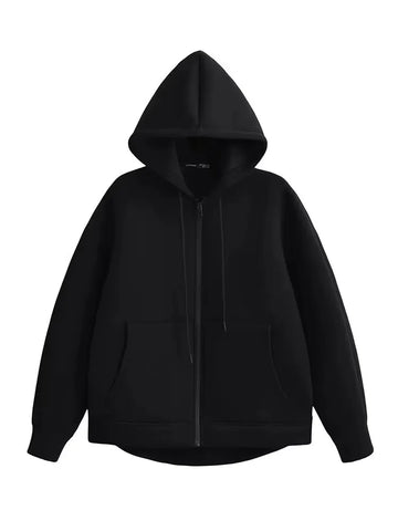 Women's Polyester Zip-Up Hoodie — Relaxed Fit, XS–L