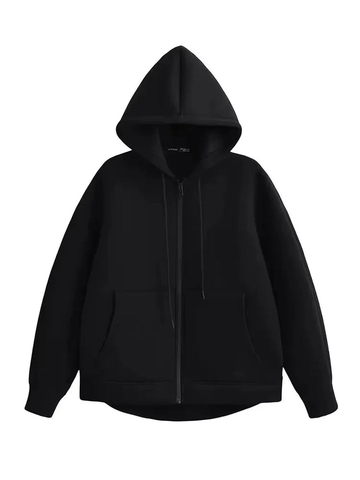 Women's Polyester Zip-Up Hoodie — Relaxed Fit, XS–L