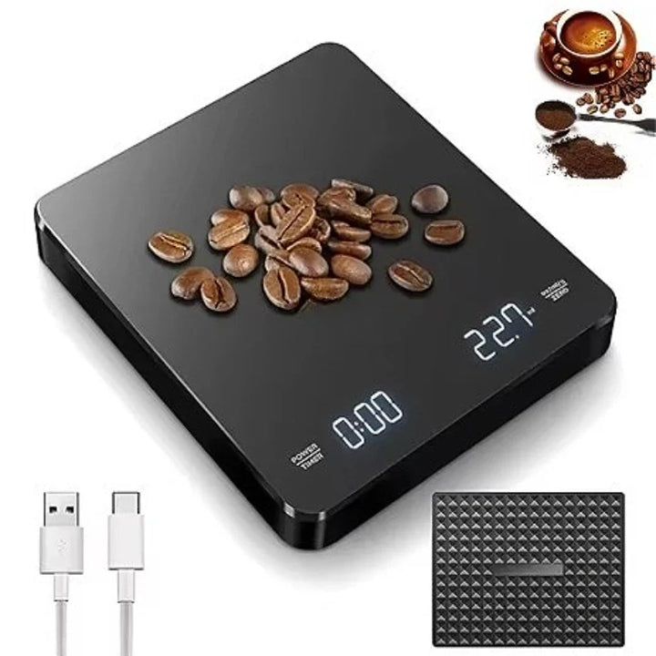 Digital Coffee Scale with Timer — 3kg Capacity, USB-C Charging