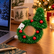 Christmas tree USB projector in a holiday home setting, scene 1; background accessories not included