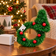 Christmas tree USB projector in a holiday home setting, scene 2; background accessories not included