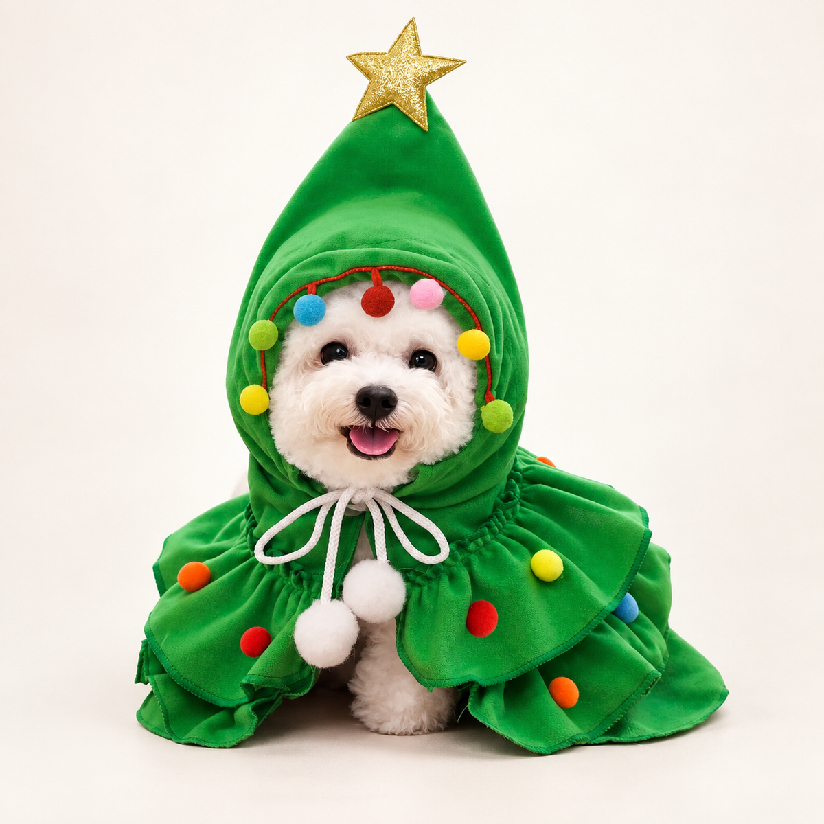 Green layered Christmas tree pet cape
