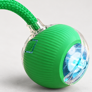 Green rolling cat toy ribbed shell and tail