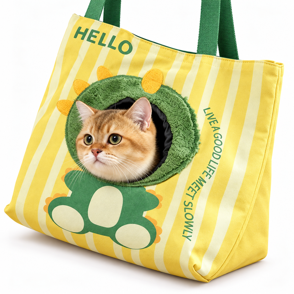 Canvas pet carrier fabric and print detail