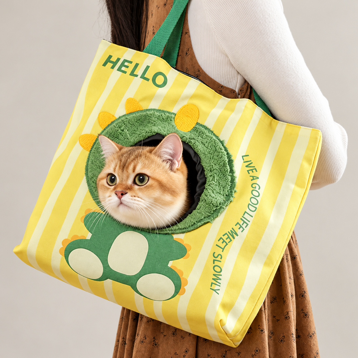 Canvas pet carrier tote shoulder fit