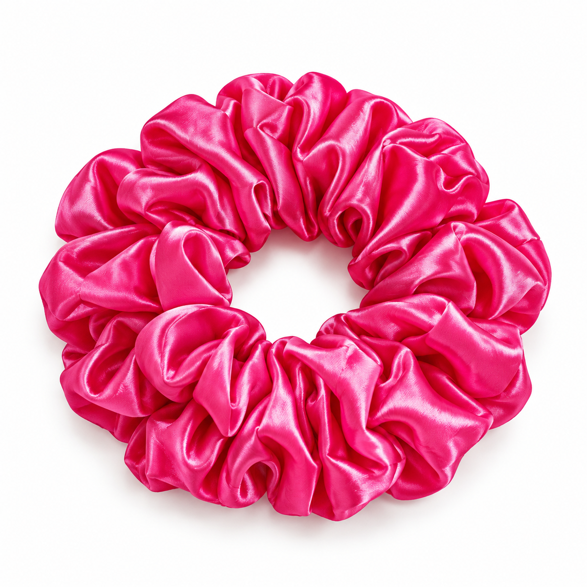 Rose-Red Satin Scrunchie — 1 Hair Tie