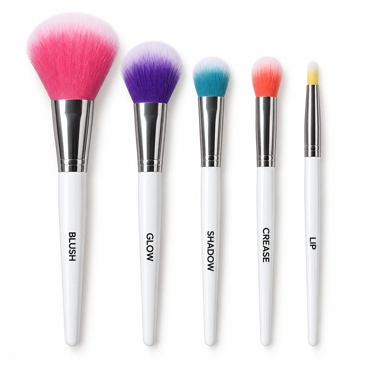 Complete five-piece makeup brush set