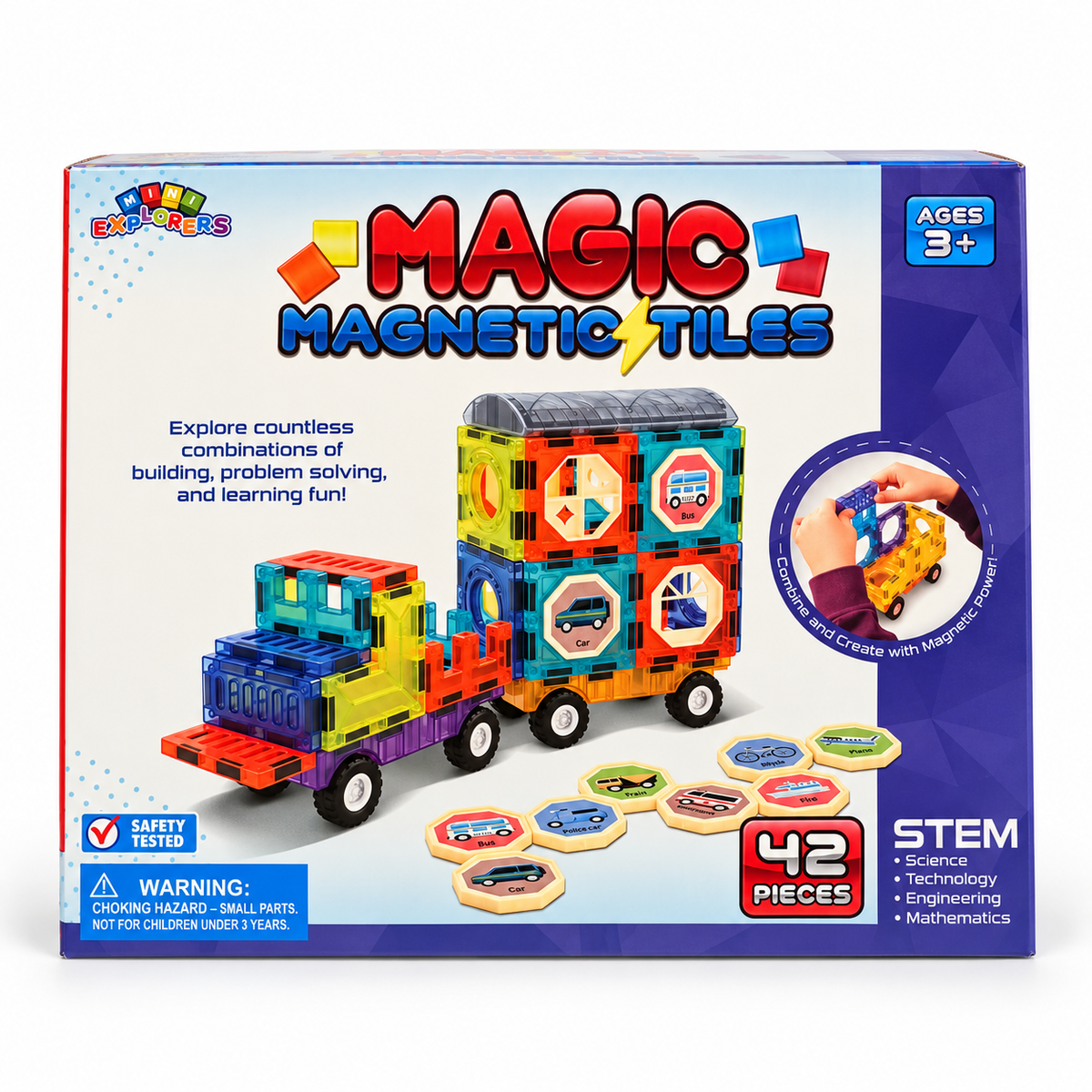 Mini Explorers Magic Magnetic Tiles — 42-Piece Building Set
