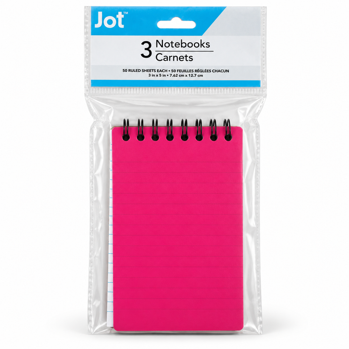 Jot Mini Spiral Notebooks — 3-Piece Set, 3 × 5 in