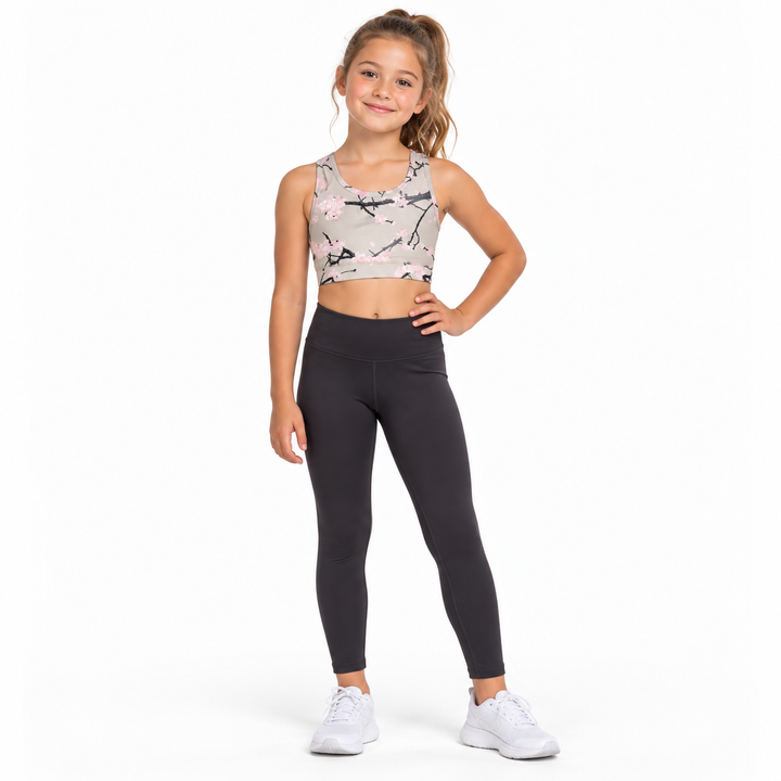 New Balance Girls' Cherry Blossom Cross-Back Sports Bra — M (10/12)