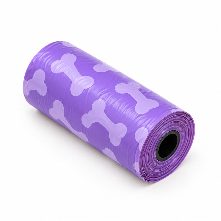 Bone-Print Pet Waste Bags — 1 Roll of 15, Assorted Color