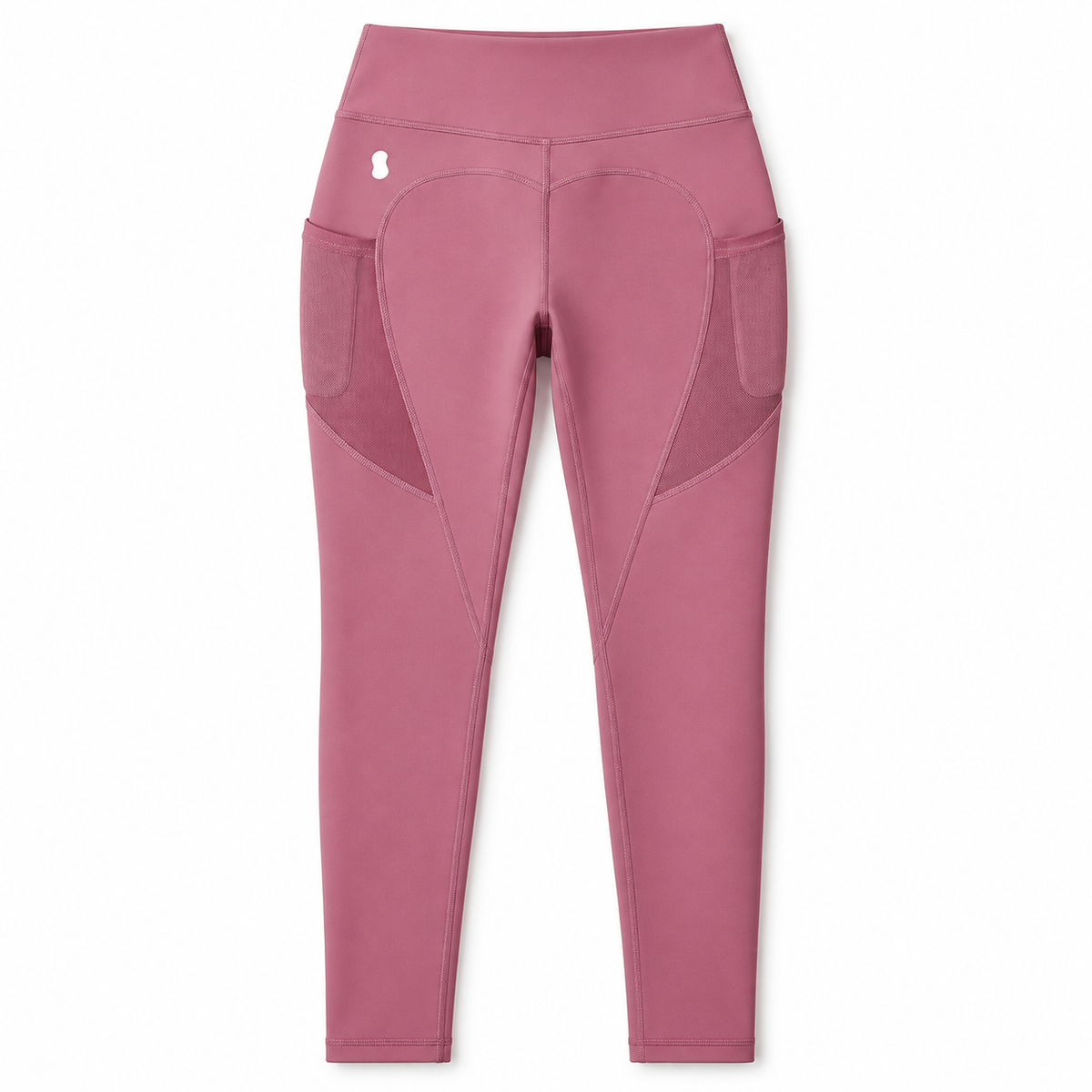 rose pink mesh-pocket activewear leggings — studio view