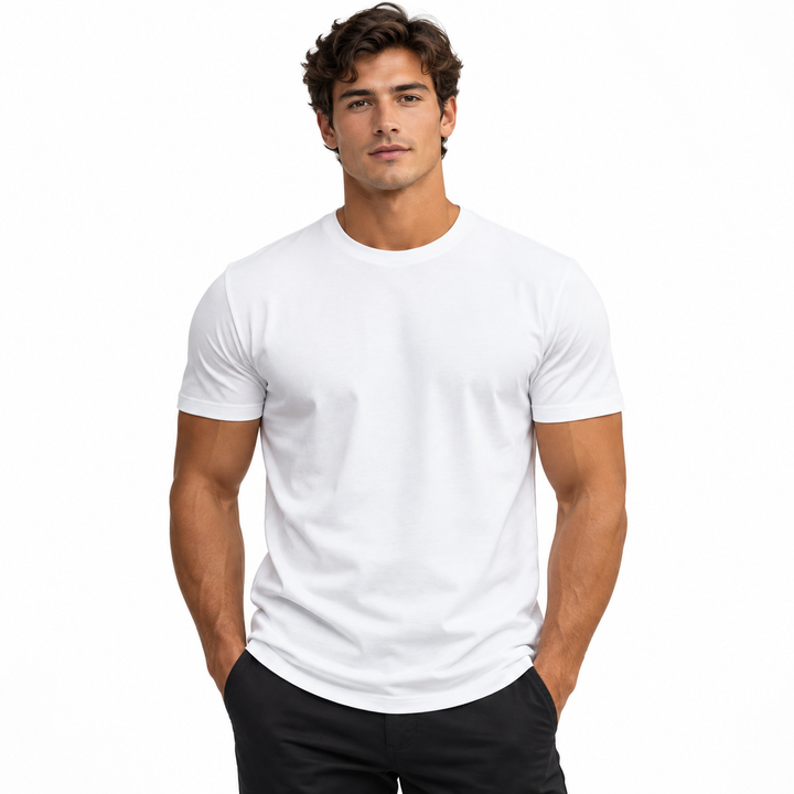 White Cotton Crew-Neck T-Shirt — Large, 1 Unisex Tee