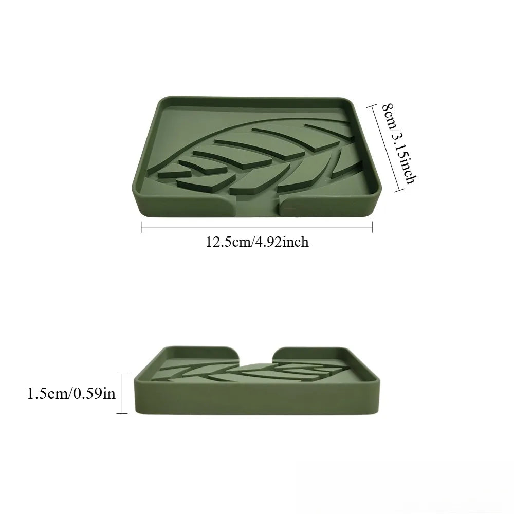 Leaf-Pattern Silicone Soap Dish — 12.5 × 8 cm, 1 Piece