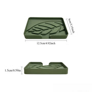 Leaf-Pattern Silicone Soap Dish — 12.5 × 8 cm, 1 Piece