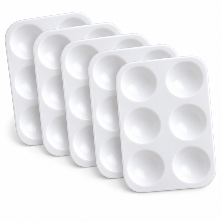 White Plastic Paint-Mixing Palettes — Selected 5-, 10- or 20-Piece Pack