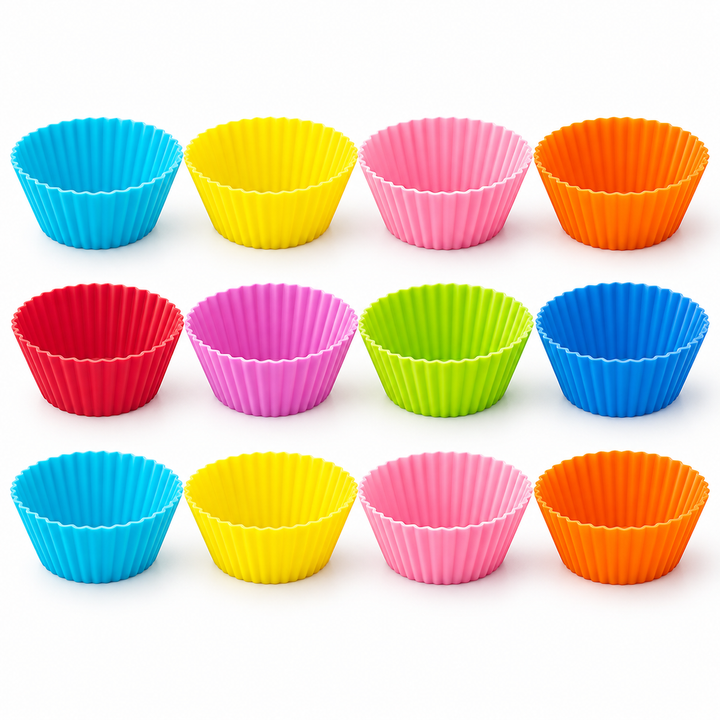 Reusable Silicone Dessert Cups — 12 Pieces, Mixed Colors