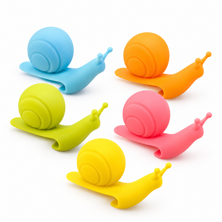 Silicone Snail Tea-Bag Holders — 5 Pieces, Random Colors