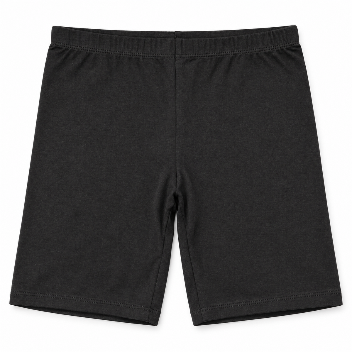 Girls black cotton stretch bike shorts studio view