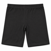 Girls black cotton stretch bike shorts studio view