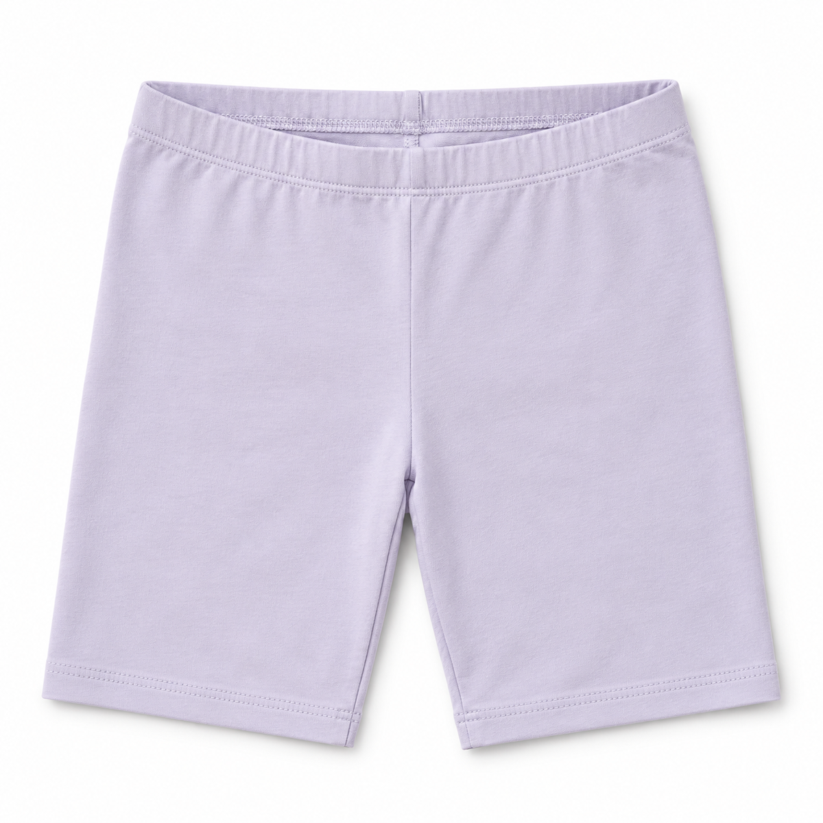 Girls lavender cotton stretch bike shorts studio view