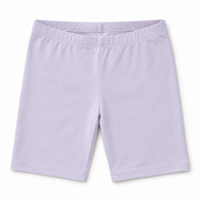 Girls lavender cotton stretch bike shorts studio view