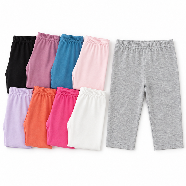 Girls modal knee-length leggings in assorted colors