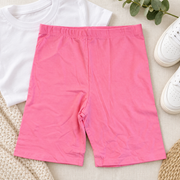 Girls pink cotton stretch bike shorts lifestyle view
