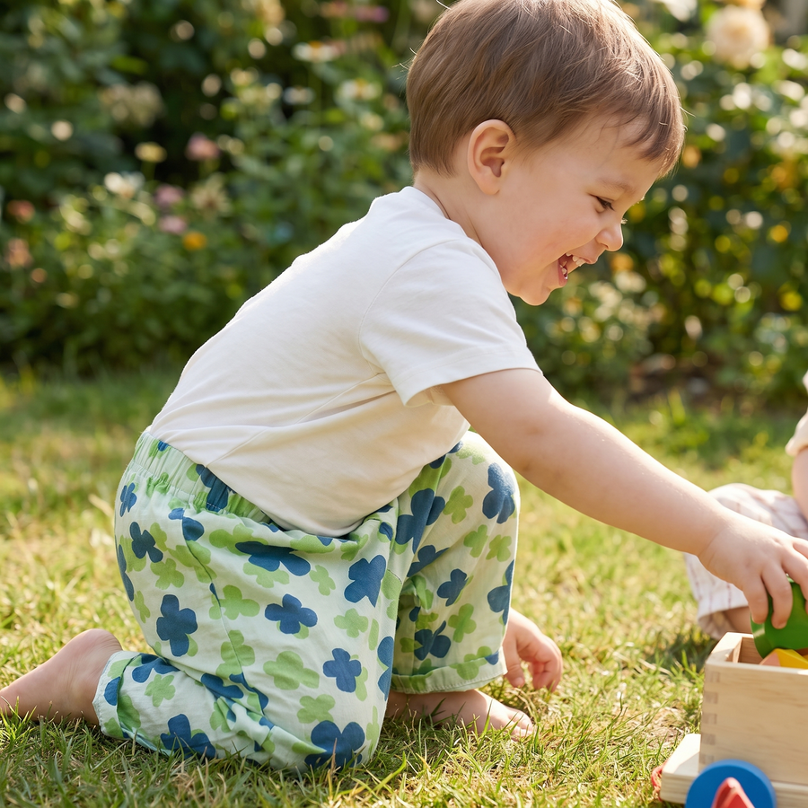 Kids Cartoon Print Summer Trousers – lifestyle view