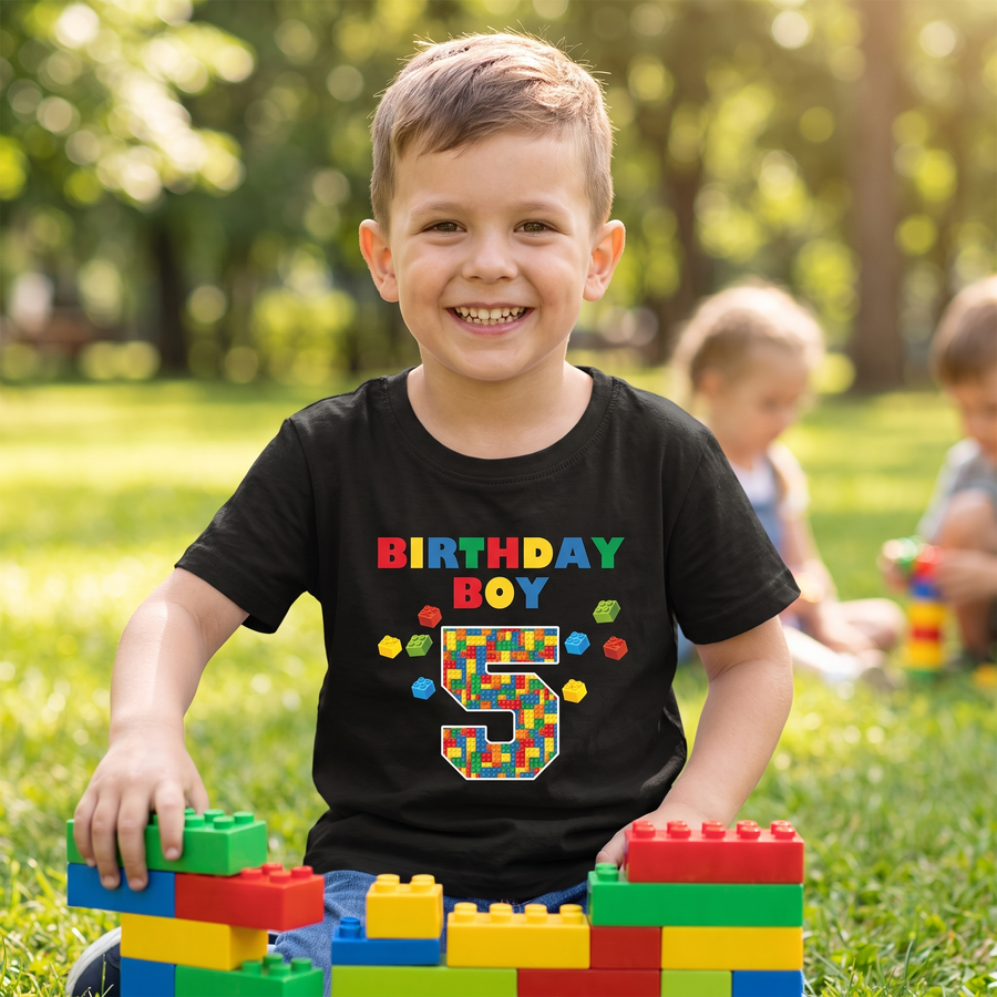 Building Blocks Print Kids T-Shirt – lifestyle view