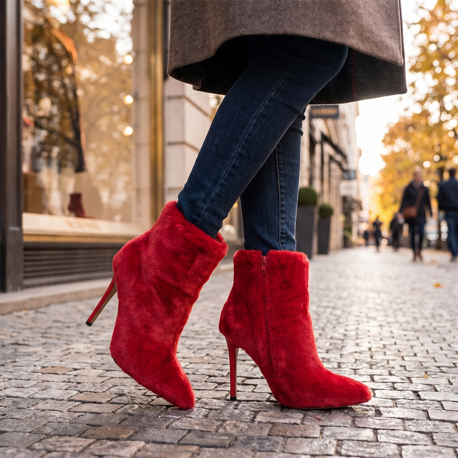 Faux Fur Stiletto Ankle Boots – lifestyle view