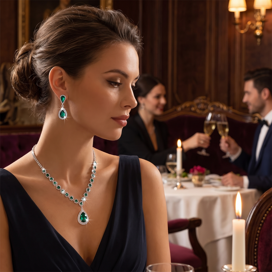 Crystal Water Drop Jewelry Set – lifestyle view
