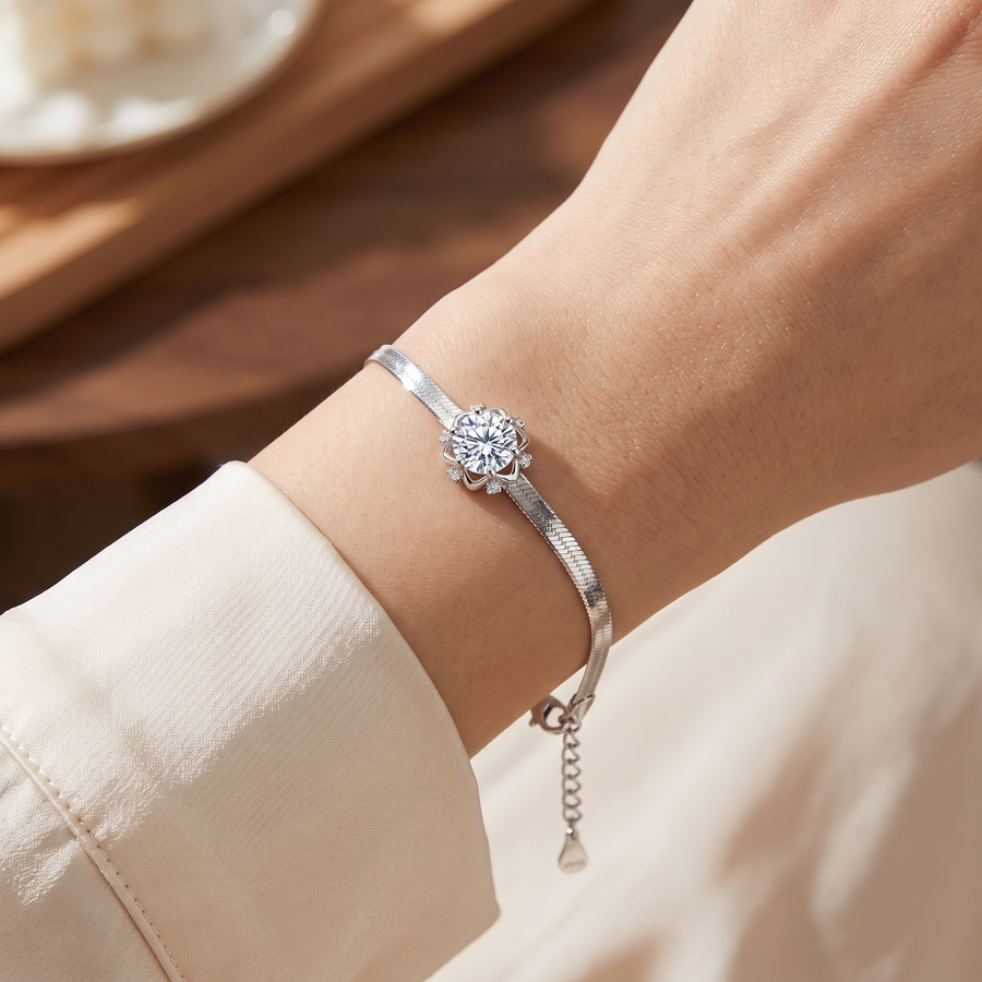 Sterling Silver Moissanite Bracelet – lifestyle view