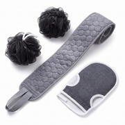 3-Piece Exfoliating Bath Set with Back Scrubber, Glove & Loofah - product image 1